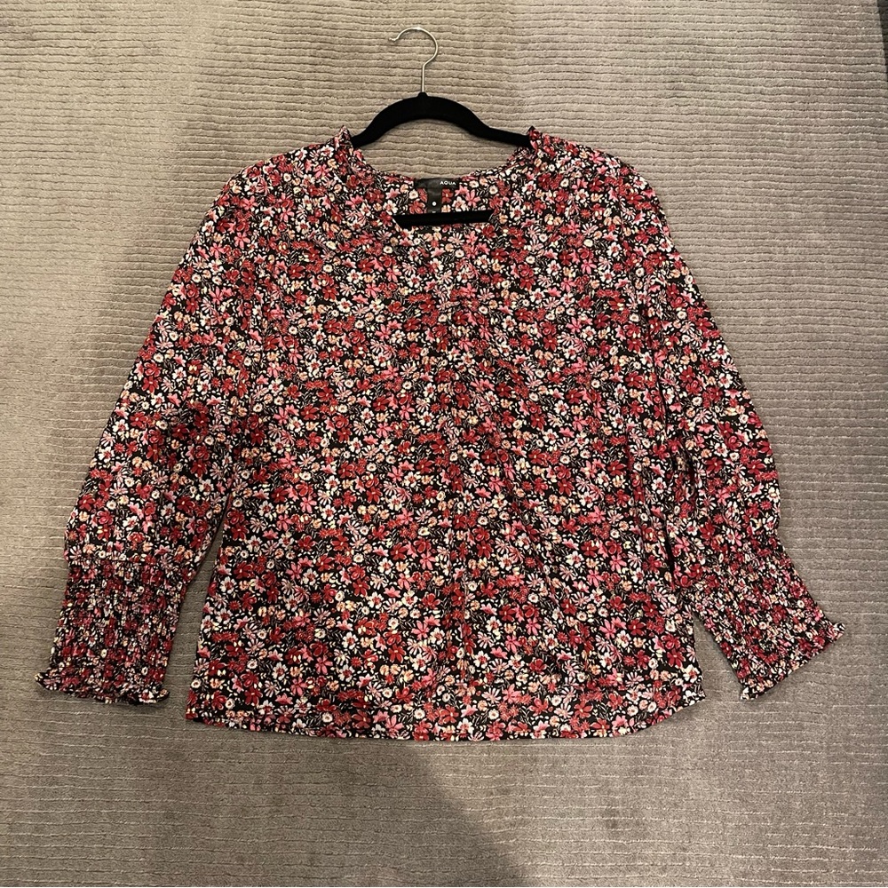 Aqua Floral Blouse